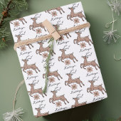 Modern Reindeer Pattern Personalized Christmas Inpakpapier Vel
