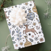 Modern Reindeer Pattern Personalized Christmas Inpakpapier Vel