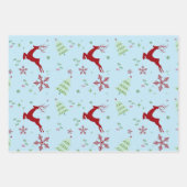 Modern Reindeer & Snowflake Gift Wrap Set Inpakpapier Vel (Voorkant 2)
