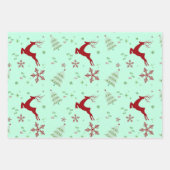 Modern Reindeer & Snowflake Gift Wrap Set Inpakpapier Vel (Voorkant)