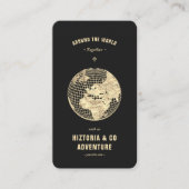 Modern Reisbureau Black Gold Wereldbol Traveller Visitekaartje (Voorkant)