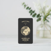 Modern Reisbureau Black Gold Wereldbol Traveller Visitekaartje (Staand voorkant)