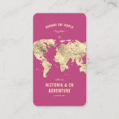 Modern reisbureau reisplanner roze kaart visitekaartje (Voorkant)