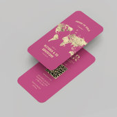 Modern reisbureau reisplanner roze kaart visitekaartje