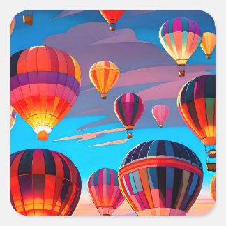 Modern Reizen Heet Lucht Ballon Lucht Festival Vierkante Sticker