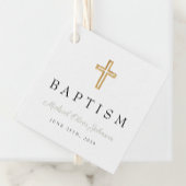 Modern Religieus Cross Sage Groen Script Doop Bedankjes Labels