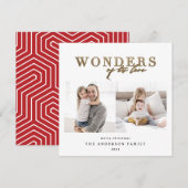 Modern religieus goud 2 foto geometrisch kerstfees feestdagenkaart (Voorkant / Achterkant)