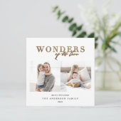 Modern religieus goud 2 foto geometrisch kerstfees feestdagenkaart (Staand voorkant)