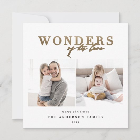 Modern religieus goud 2 foto geometrisch kerstfees feestdagenkaart (Voorkant)