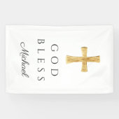 Modern religieus kruis God zegene Spandoek (Horizontaal)