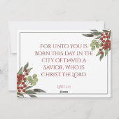 Modern religieus script Red Holly kerstfoto Feestdagenkaart (Achterkant)