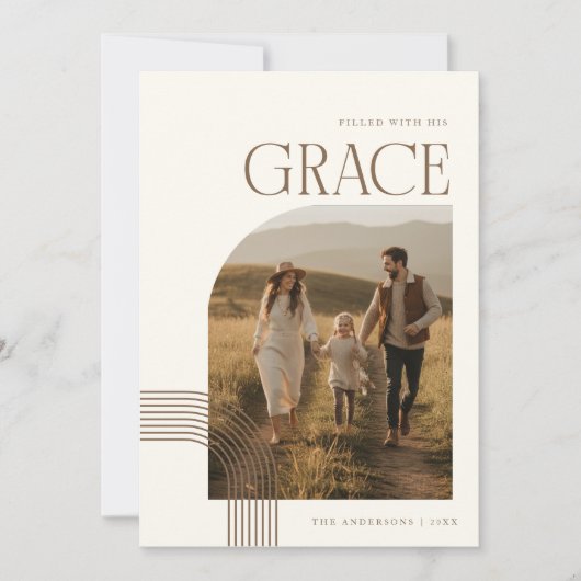 Modern Religious Christian Family Photo Christmas Feestdagenkaart (Voorkant)