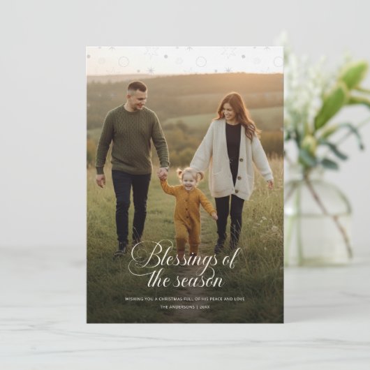 Modern Religious Christian Family Photo Christmas Feestdagenkaart (Staand voorkant)