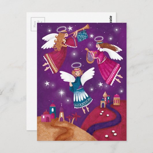 Modern religious Chritmas, three angels Briefkaart (Voorkant / Achterkant)