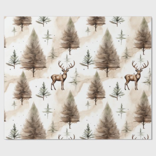 Modern  Rendier Kerst inpakpapier (Vlak)