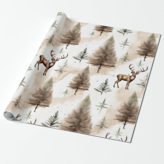 Modern  Rendier Kerst inpakpapier (Uitgerold)