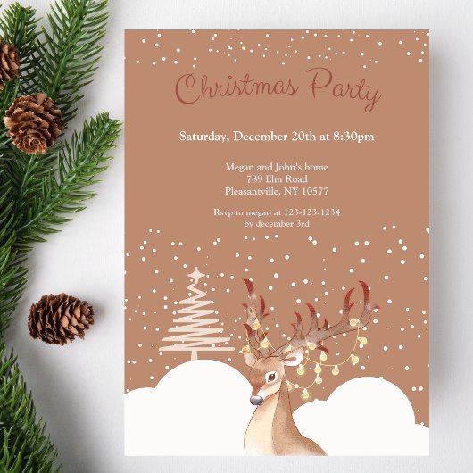 Modern Rendier Kerstfeest Bruin Kaart