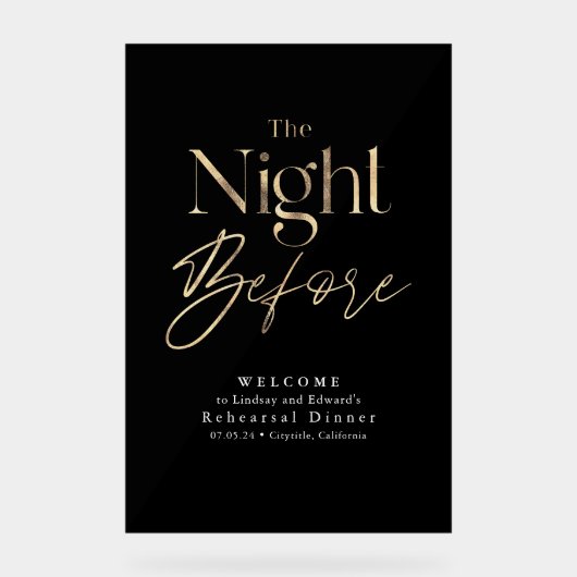 Modern repetitie diner zwart welkom acryl bord (Voorkant)