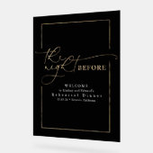 Modern repetitiediner zwart en goud welkom acryl bord (Hoek)