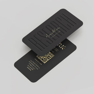 Modern Research Analist Tech Monogram Zwart Goud Visitekaartje