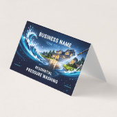 Modern Residential Pressure Washing Wave Visitekaartje (Voorkant)