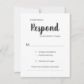 Modern Respond Zwart Wit Trendy bruiloft RSVP Kaartje (Voorkant)