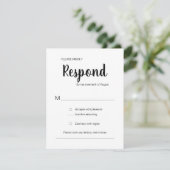 Modern Respond Zwart Wit Trendy bruiloft RSVP Kaartje (Staand voorkant)