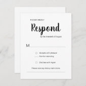 Modern Respond Zwart Wit Trendy bruiloft RSVP Kaartje (Voorkant / Achterkant)