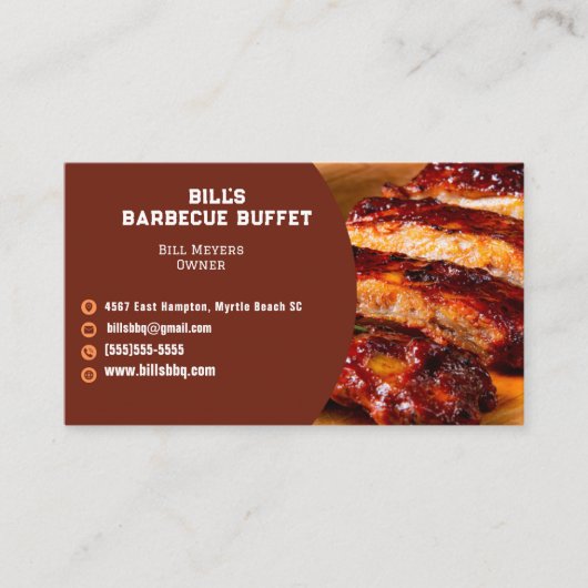Modern Restaurant Barbecue Buffet Visitekaartje (Voorkant)
