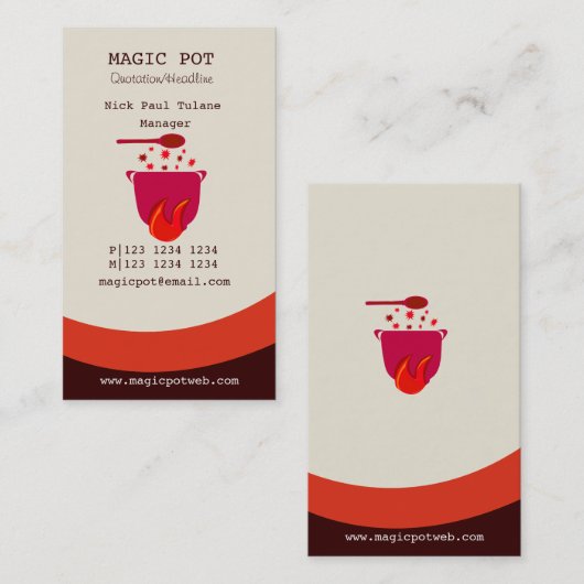 Modern Restaurant Cook Hot Simmering Pot Chef Visitekaartje (Voorkant / Achterkant)
