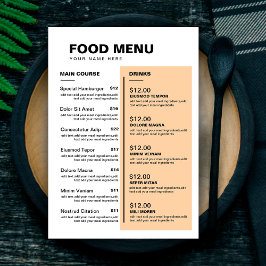 Modern Restaurant Eten Drinken Menu | Prijslijst