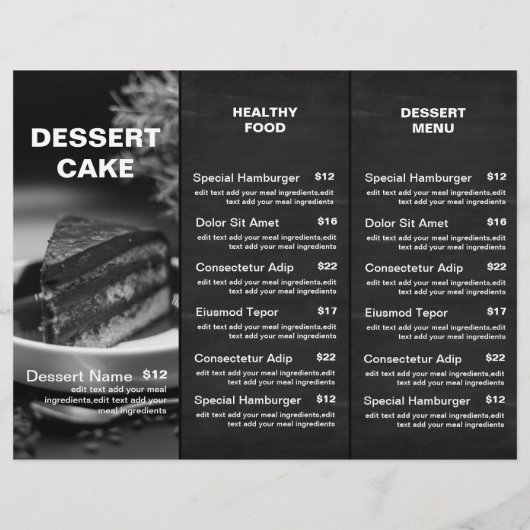 Modern Restaurant Food Trifold Brochure prijslijst