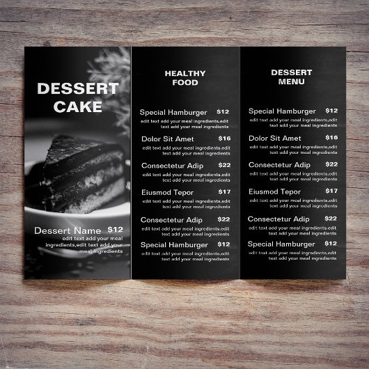 Modern Restaurant Food Trifold Brochure prijslijst