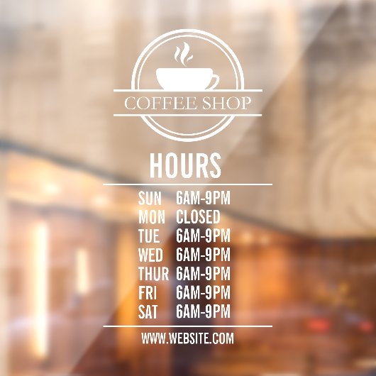 Modern Restaurant or Shop Business Hours Raamsticker (Vel 2)