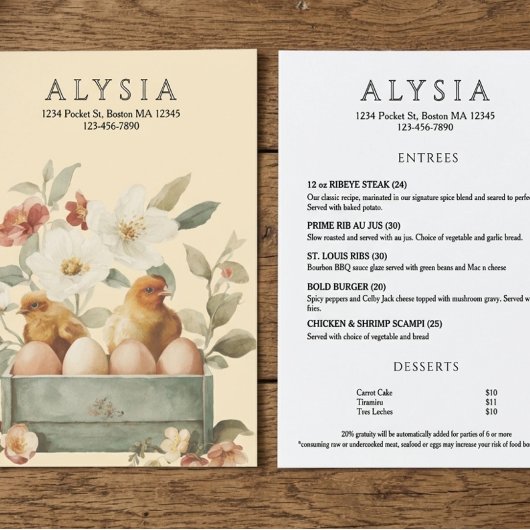 Modern restaurant van boer tot tafel menu