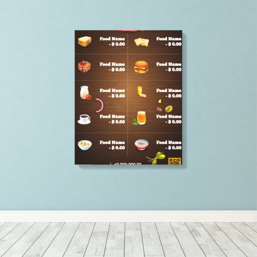 Modern restaurantmenu canvas afdruk (Insitu (Houten vloer))