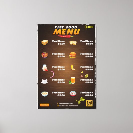 Modern restaurantmenu canvas afdruk (Voorkant)