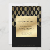 Modern Retirement Party Black and Gold Faux Foil Kaart (Voorkant)