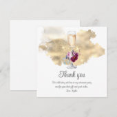 Modern Retirement Party Champagne Glitter Floral Bedankkaart (Voorkant / Achterkant)