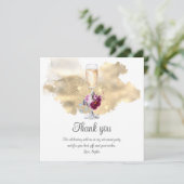 Modern Retirement Party Champagne Glitter Floral Bedankkaart (Staand voorkant)