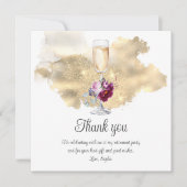 Modern Retirement Party Champagne Glitter Floral Bedankkaart (Voorkant)