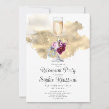 Modern Retirement Party Champagne Glitter Floral