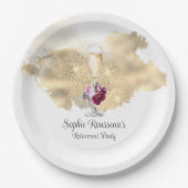 Modern Retirement Party Champagne Glitter Napkins Papieren Bordje (Voorkant)