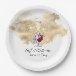 Modern Retirement Party Champagne Glitter Napkins Papieren Bordje
