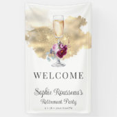 Modern Retirement Party Champagne Glitter Welkom Spandoek (Verticaal)