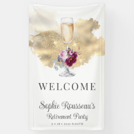 Modern Retirement Party Champagne Glitter Welkom Spandoek