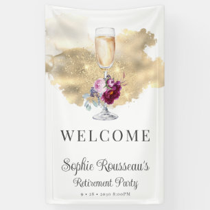 Modern Retirement Party Champagne Glitter Welkom Spandoek