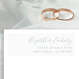 Modern Retouradres Bruiloft in Sea Glass Schrift Etiket