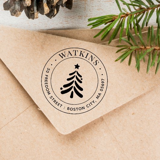 Modern Retouradres Kerstboom Zelfinktende Stempel