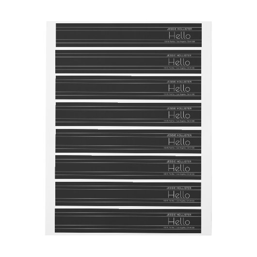 Modern retouradres met het woord "Hallo" zwart-wit (Vel)